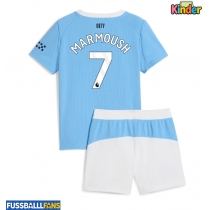 Manchester City Omar Marmoush #7 Heimtrikotsatz Kinder 2025-26 Kurzarm (+ Kurze Hosen)